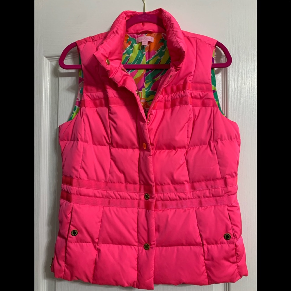 Lilly Pulitzer Hot Pink Puffer Vest